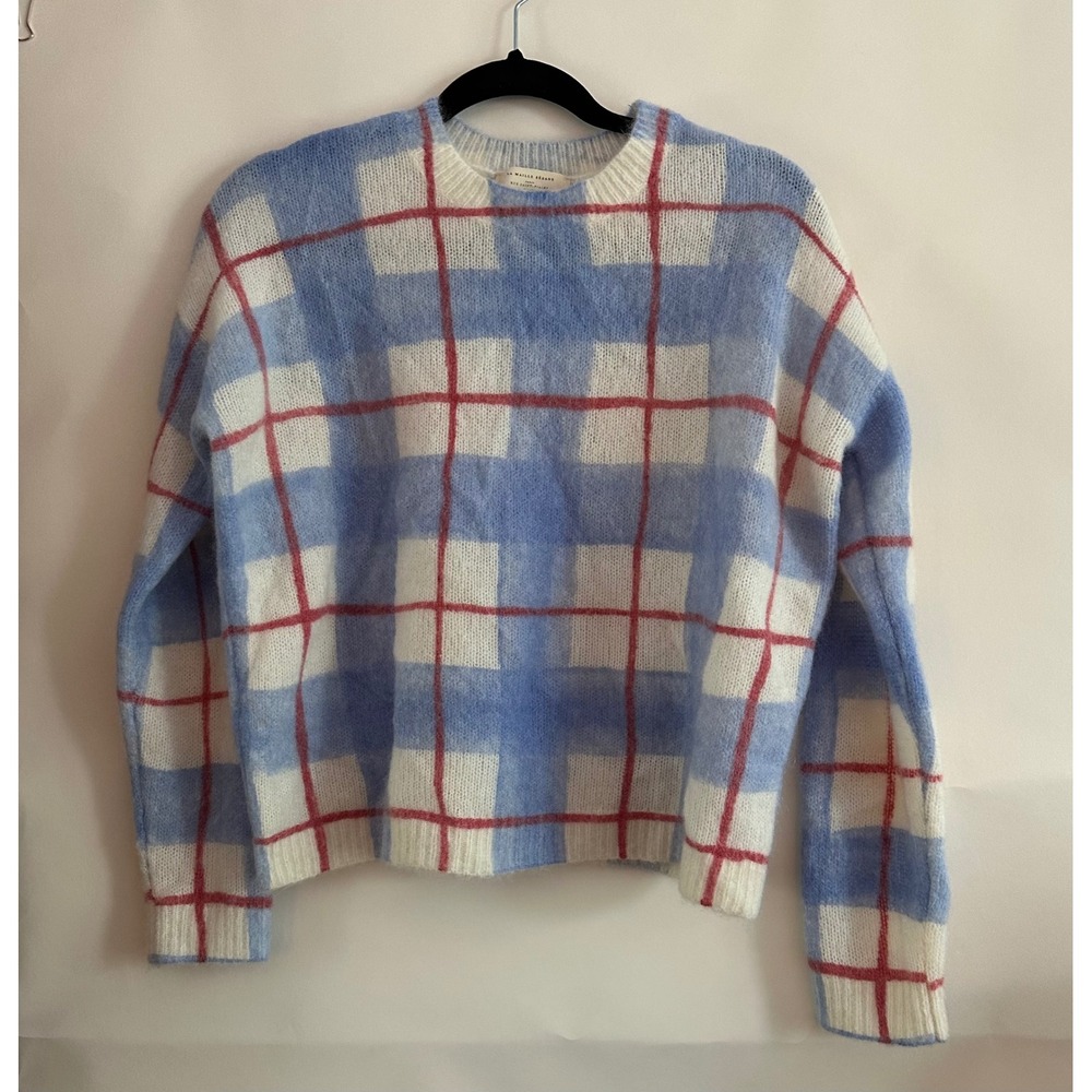Sezane La Maille Victoria Plaid Mohair Wool Blend Sweater Jumper S242PUL103M S